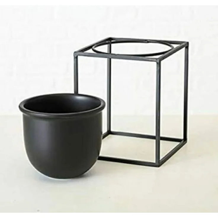 Pflanzentopf Kumbo Metall Schwarz Blumentopf H 20 x B 16 cm Design Kübel Blume