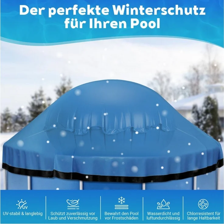 Clanmacy Pool-Abdeckplane Pool-Abdeckplane 200x200cm Poolkissen rund Winterabdeckung – Bild 3