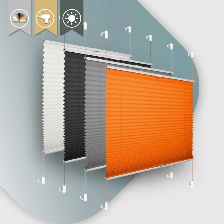 Plisseerollo ohne Bohren Klemmfix 50x120 cm(BxH) Orange Jalousie Sonnenschutz Easyfix Faltrollo Lichtdurchlässig Rollo für Fenster & Tür – Bild 1