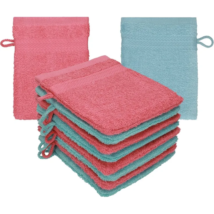 Betz Waschhandschuh 10 Stück Waschhandschuhe Premium 16x21 cm Farbe himbeere - ocean, (10-St)