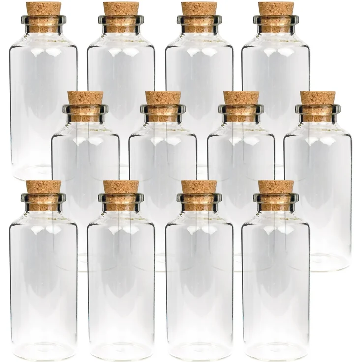 Mini Glasflaschen mit Korken 30ml ( 12er Pack ) - Kleine Glasfläschchen zum Befüllen - Reagenzglas Glas für Hochzeit - Mini Gläser Gastgeschenke – Bild 1