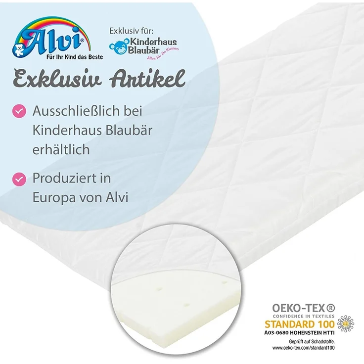 Alvi Beistellbettmatratze abgerundet, Matratze für Beistellbett 80x42 cm und 89x50 cm, Babymatratze 2 abgerundete Seiten für Beistellbett, Größe:89 x 50 x 4.5 – Bild 9
