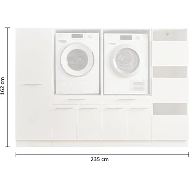 BEGA BBK Waschmaschinenumbauschrank in weiß - 235x162x67,5 (BxHxT) – Bild 4