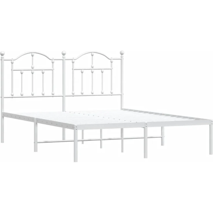 vidaXL Bettgestell mit Kopfteil Metall Weiß 140x200 cm 353489 – Bild 3