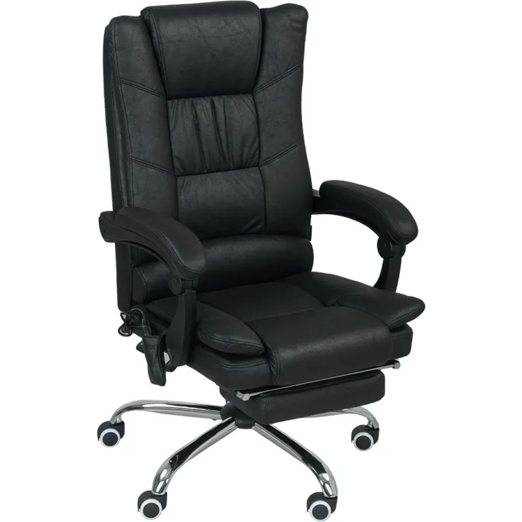 Faumrta Massagstuhl Bürostuhl mit Massagefunktion, inkl. Fu?stütze, h?henverstellbar, 64 cm x 70 cm x 118 cm, SchwarzPolyester64cm*70cm*118cmSchwarz