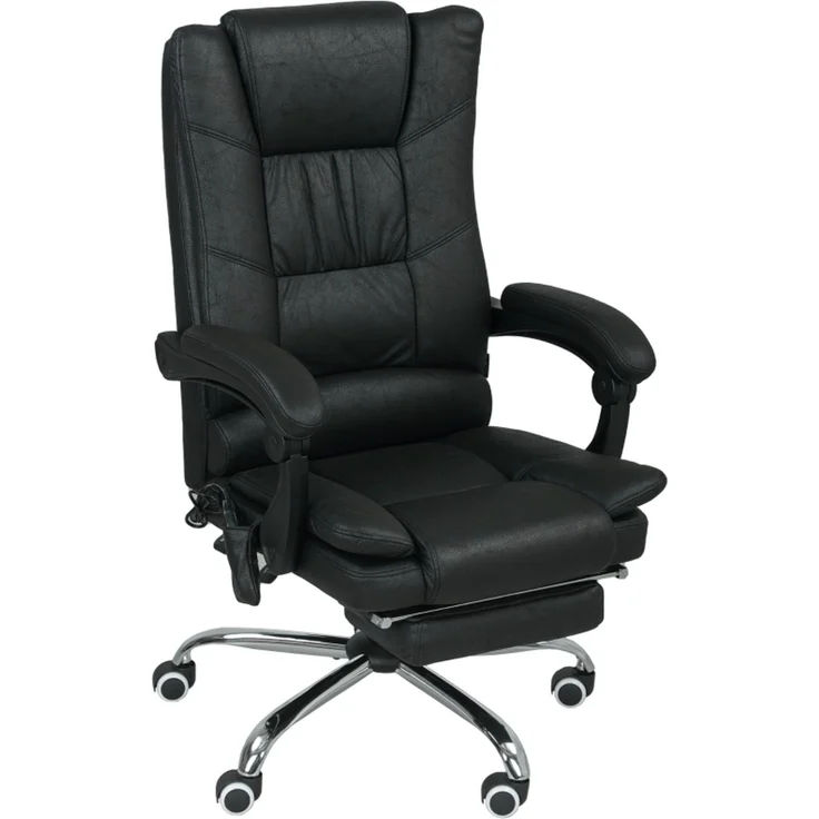 Faumrta Massagstuhl Bürostuhl mit Massagefunktion, inkl. Fu?stütze, h?henverstellbar, 64 cm x 70 cm x 118 cm, SchwarzPolyester64cm*70cm*118cmSchwarz – Bild 1