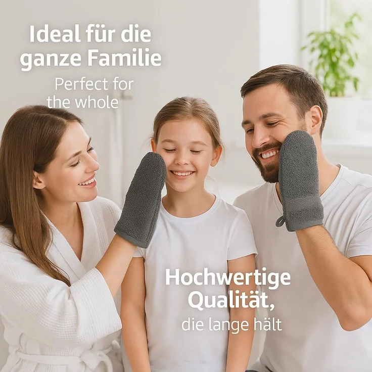 Betz Waschhandschuh 10 Stück Waschhandschuhe Premium 100% Baumwolle Waschlappen Set 16x21 cm Farbe anthrazit und silbergrau (10-tlg) – Bild 2