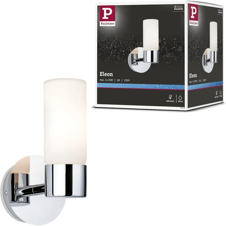 Paulmann No. 70839 Wandleuchte Eleon IP44 1-flammig Chrom ohne Leuchtmittel, max. 33W G9