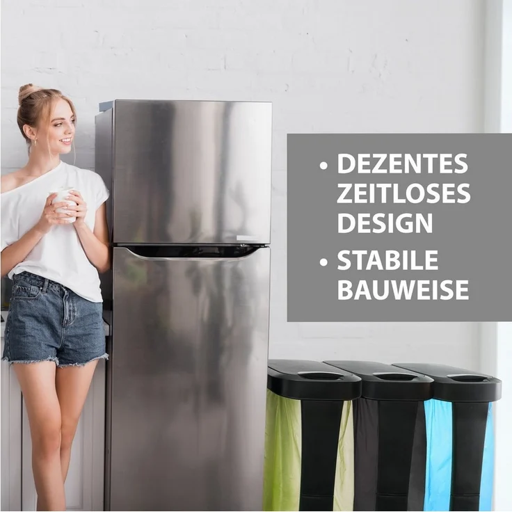 Hausfelder Müllsackständer 2er Set Müllsackständer bis 120l Schwarz, Made in Germany, mit Klapp- und Schwingdeckel, robuste Konstruktion – Bild 2