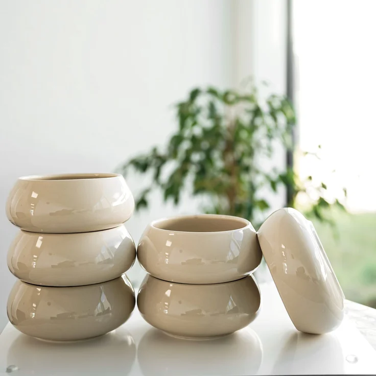 Lissa Bonna Biscuit 6er-Set Suppenschalen aus hochwertigem Porzellan - 14 x 6,5 cm – Bild 2