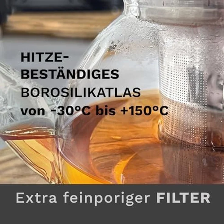 Creano Teekanne Creano Teekanne aus Glas 1,6l, 3-Teilige Glasteekanne mit Integriertem, (1er-Set, 2-St), tropffrei – Bild 6