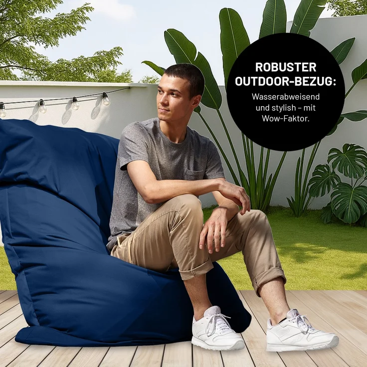 Lumaland Sitzsack Classic XXL All-in-One Set | Riesen Sitzsack XXL mit Cord & Outdoor Bezug für drinnen & draußen | Sofa Sessel mit im Innensack sicher verpackter EPS-Füllung – Hüllen Easy wechselbar – Bild 6