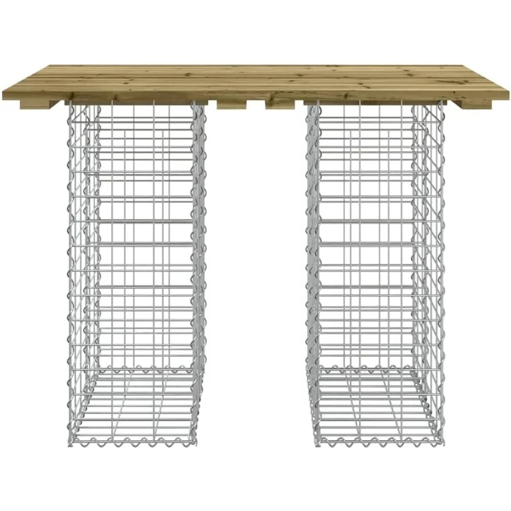 DELUKE® Gartenbank Gabionen TELLE aus Stahl 100x70x72cm Kiefernholz Braun, 25cm Gabionenbreite Gabionenbank Gartentisch aus Gabionen Steinkorb Gabionengitter Ziergabione Drahtkorb befüllbar – Bild 4
