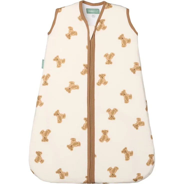 molis&co - Baby Schlafsack ärmellos - Ideal für Frühling und Herbst - Babyschlafsack 1 tog ohne Ärmel - Leicht gepolstert - 100% Baumwolle (Oeko-TEX 100), Premium Qualität - Teddy (70 cm)