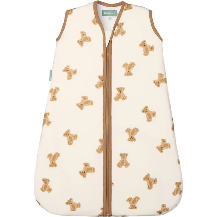 molis&co - Baby Schlafsack ärmellos - Ideal für Frühling und Herbst - Babyschlafsack 1 tog ohne Ärmel - Leicht gepolstert - 100% Baumwolle (Oeko-TEX 100), Premium Qualität - Teddy (70 cm) – Bild 1
