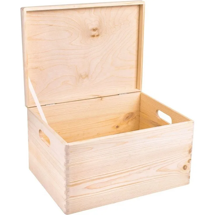 Creative Deco Holzkiste mit Deckel XXL groß 40x30x24 cm Erinnerungsbox Baby Holzbox, mit Griffen, Scharnieren