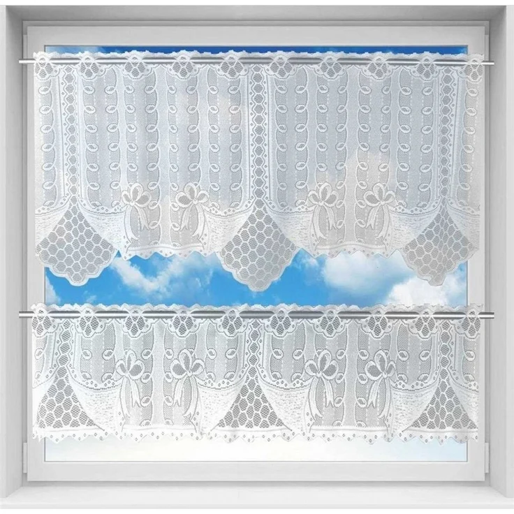 Arsvita Vorhang Mona (1 St), Stangendurchzug, halbtransparent, 2 teiliges Bistrogardinen-Set in Spitzenoptik – Bild 5