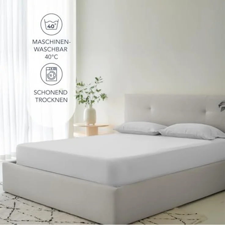Dreamzie Spannbettlaken 200x200 cm - 35 cm Tiefe Tasche - 100% Mikrofaser Bettlaken - Grau, Schadstoffgeprüft(Oeko TEX), Bettlaken mit Gummizug – Bild 6