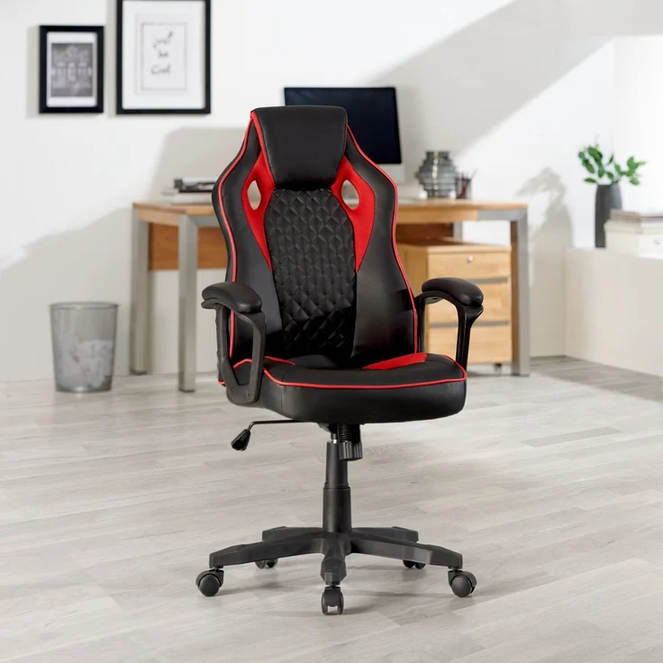 XORA 'GOMMA' Gamer Stuhl, Kunstleder schwarz, 65.5 x 120 x 69 cm, höhenverstellbar, 120 kg belastbar – Bild 6
