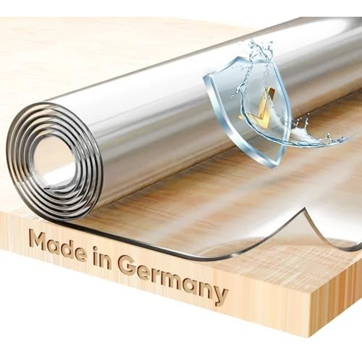 Glasklar Folie 2 mm + abgeschrägte Kante, Größe wählbar 55x225 cm, Wunschmaß transparente Tischdecke Tischschutz, Made in Germany – Bild 1