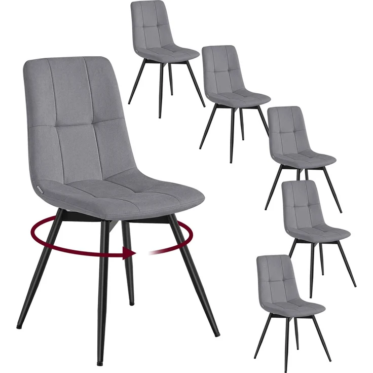VASAGLE Esszimmerstühle Samt,KDC198G101-01 | Polsterstuhl, Küchenstuhl, Schminktisch Stuhl Grau, Ergonomisches Design