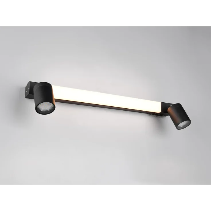 LED Bad Spiegelleuchte mit 2 Strahlern & Schalter, Schwarz Breite 60cm – Bild 8