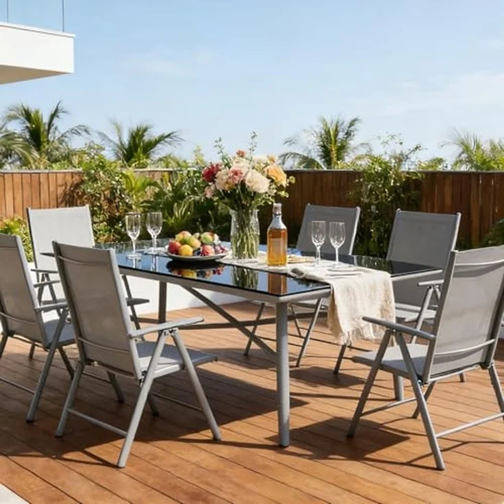 GarveeHome Gartenstühle 2er Set Aruba – Gartenstühle Klappbar mit robustem Metallgestell und hoher Belastbarkeit – Bequeme Klappstühle auch als Terrassenstühle oder Balkonstühle – Bild 7