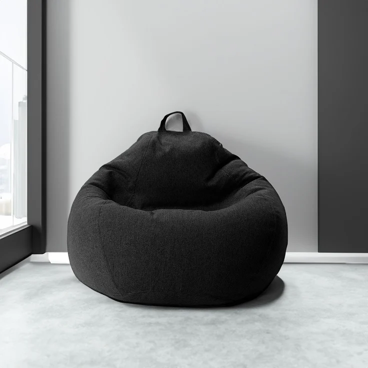 AD.CON Sitzsack mit Füllung, Schwarz, 120 x 120 x 60 350L, Styropor-Regranulat – Bild 8