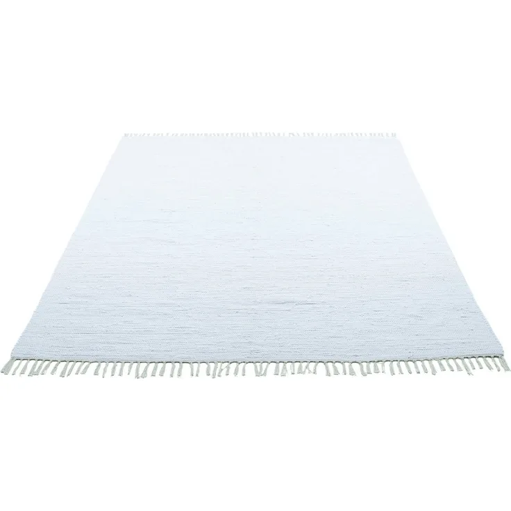 THEKO Teppich Happy Cotton, rechteckig, Höhe: 5 mm, Handweb Teppich, Flachgewebe, reine Baumwolle, handgewebt, mit Fransen