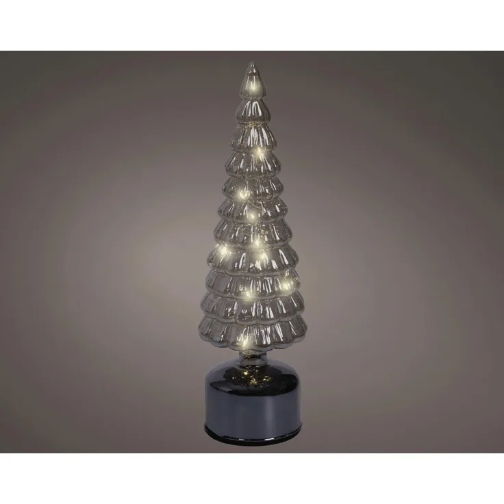Lumineo LED Tannenbaum batteriebetrieben drehend mit Timer Kunststoff Ø 10x34 cm warmweiß grau
