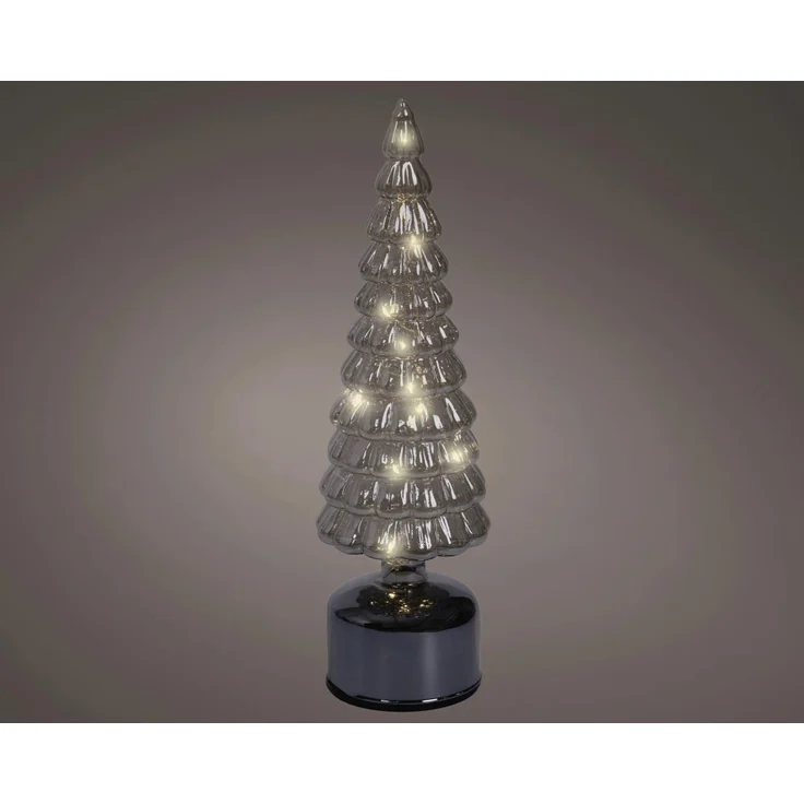 Lumineo LED Tannenbaum batteriebetrieben drehend mit Timer Kunststoff Ø 10x34 cm warmweiß grau