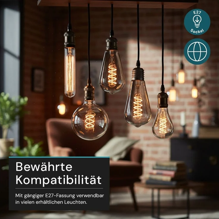 LUXULA LED-Leuchtmittel LUXULA E27 Leuchtmittel 4W 1800K Warmweiß LED Lampe Dimmbar, E27, Warmweiß, LED Filament für klassisches Retro Design, dimmbar – Bild 4