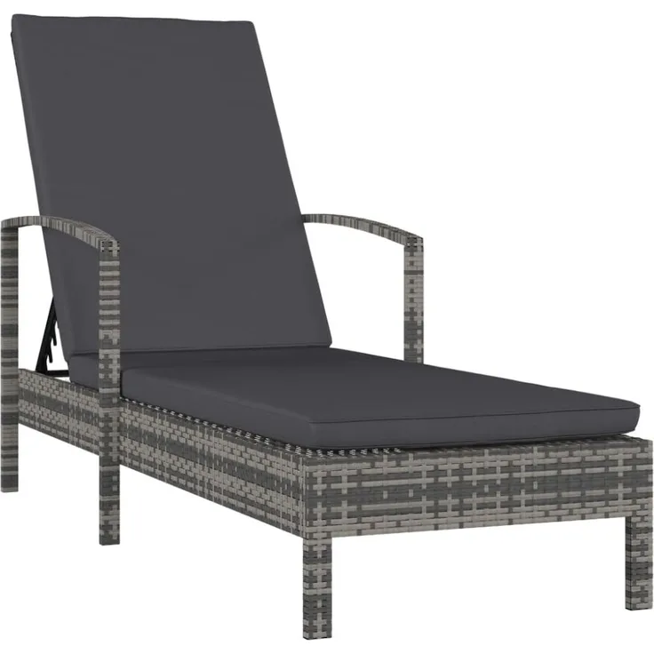 vidaXL Sonnenliege mit Armlehnen Poly Rattan Grau 48126