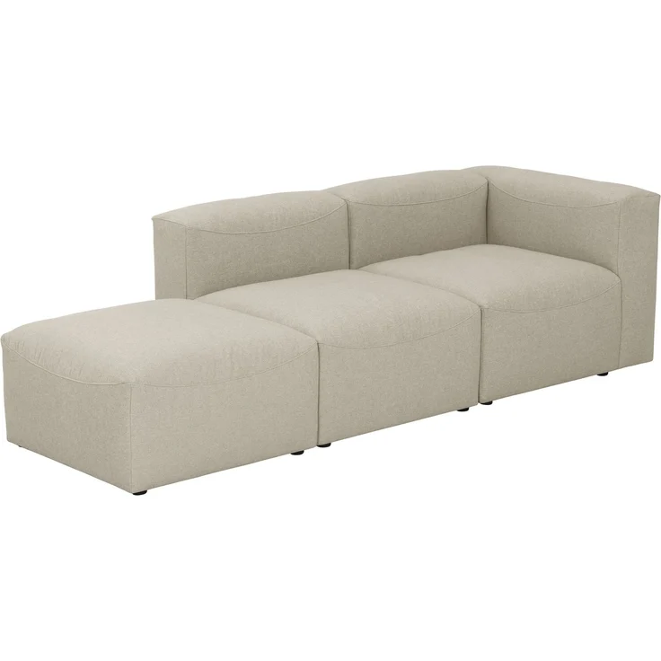 Sofa 2-Sitzer mit Hocker links Kattrina Flachgewebe creme – Bild 3
