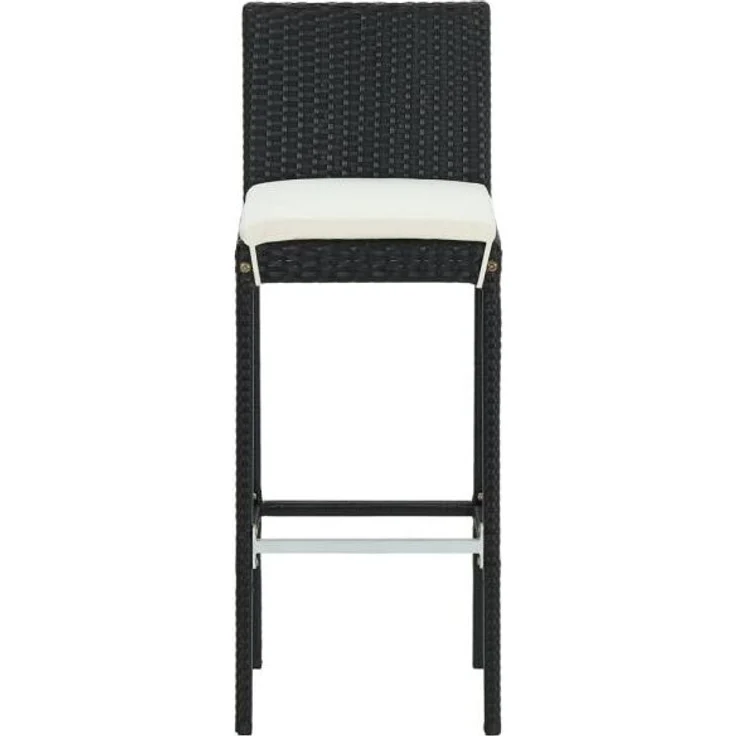 vidaXL Garten-Barhocker mit Kissen 2 Stk. Schwarz Poly Rattan 313435 – Bild 4