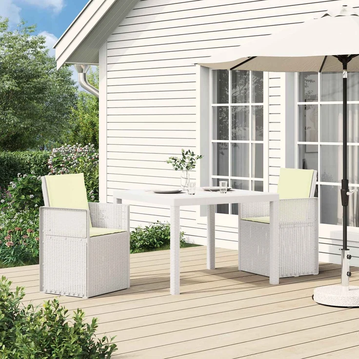 vidaXL Garten Esszimmerstühle 2 Stk. Weiß und Creme PP 8000002 – Bild 1