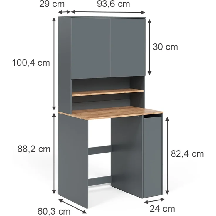 Waschmaschinenschrank Viktor Anthrazit/Goldkraft Eiche 93.6 x 88.2 cm 2 Teile mit Regal Vicco – Bild 2