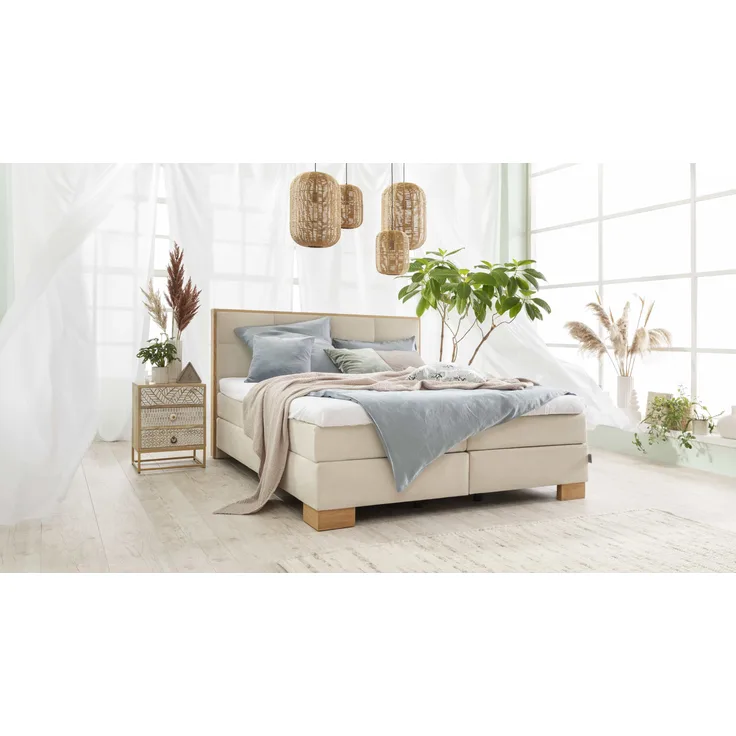 Boxspringbett SANSIBAR SVENDBORG LF 180x200 cm beige Box-Spring-Bett Doppelbett