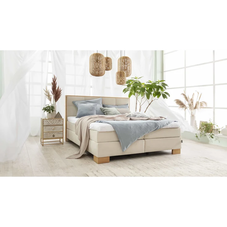 Boxspringbett SANSIBAR SVENDBORG LF 180x200 cm beige Box-Spring-Bett Doppelbett – Bild 1