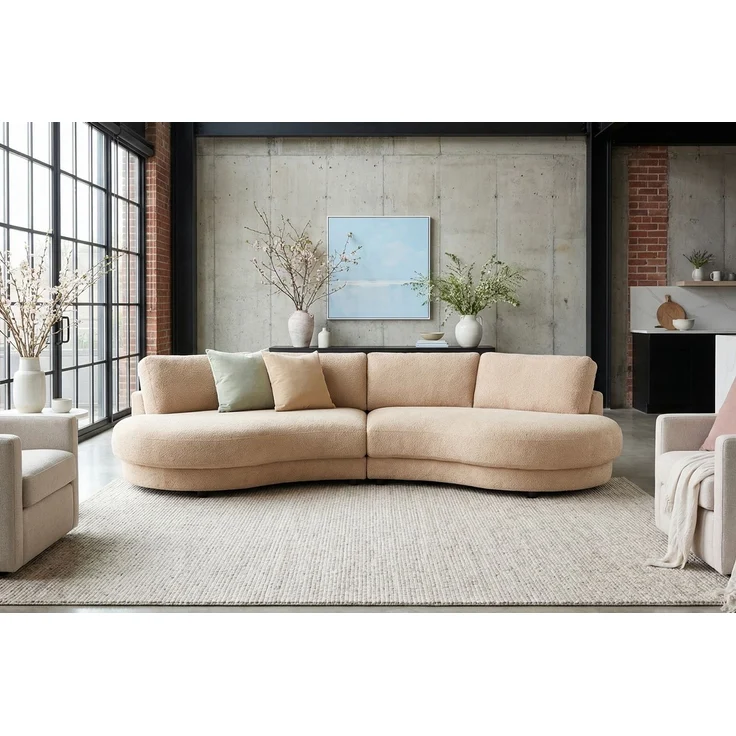 KAWOLA Big Sofa PADANA Stoff creme 86 x 166 x 410 cm – Bild 2