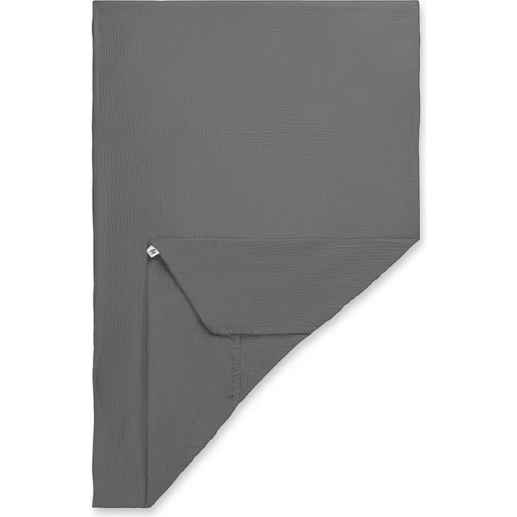 hauck Baby Spannbettlaken 60x120 cm für Reisebettmatratzen, Baby Matratzenbezug Baumwolle Musselin, 60° C Maschinenwäsche, Babybettlaken mit Gummizug (Dark Grey) – Bild 1