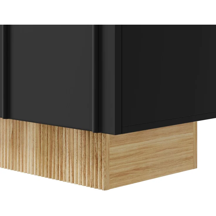 ZUBALIYA Sideboard 160x38x75 cm, mit 4 Türen, aus Spanplatte, Schwarz / Holzfarben – Bild 14