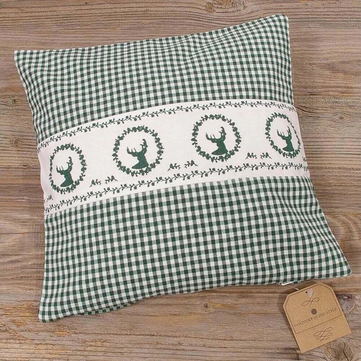 matches21 HOME & HOBBY Kissenbezüge Kissen-Bezug 30x30 cm Hirsch Landhaus-Stil grün weiß Baumwolle, (1 Stück), Wohnzimmer Kissen-Hülle als Deko-Kissen Zier-Kissen Sofa-Kissen – Bild 5