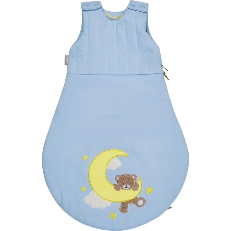 Sterntaler Babyschlafsack 44 cm Bär BO, Schlafsack für Babys, Applikation am Fußteil, Singlejersey-Futter, Wattierung, Zwei-Wege-Reißverschluss, Mesheinsatz, 50×32×2 cm, eisblau, 1,50 TOG, Größe 44