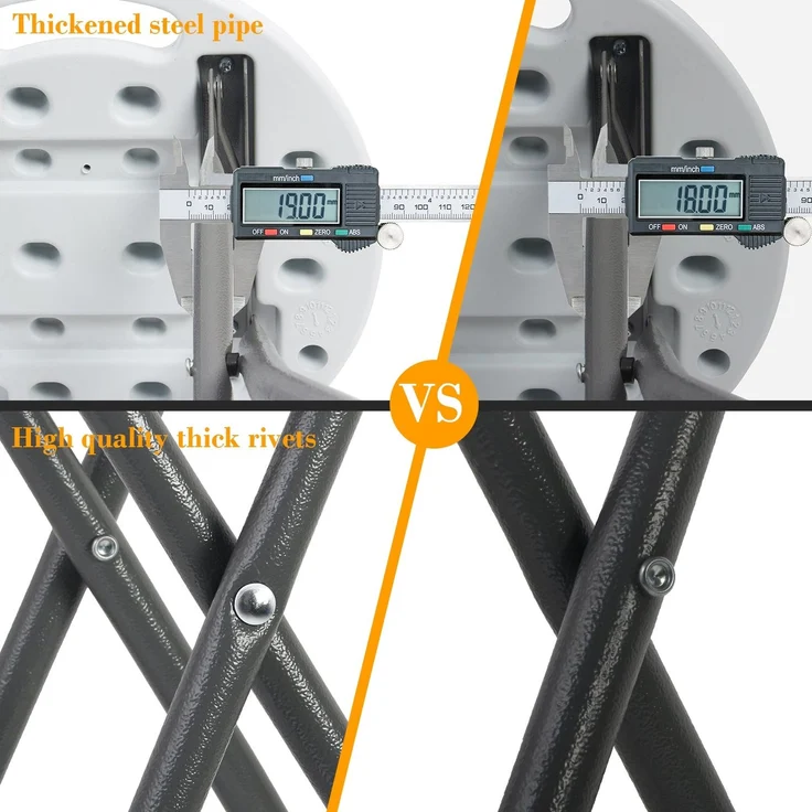 Todeco Klapphocker 2er-Set mit Handle, Plastik, Metall,Tragbarer Essstuhl klappbar, Outdoor Klapphocker für Garten, Camping, Angeln, Grillen, Bad Hocker, Maximale Belastung: 200 kg, 33x29x46cm, Weiß – Bild 6