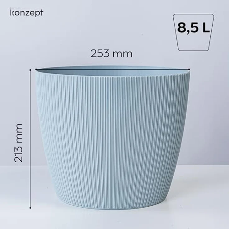 KONZEPT Blumentopf groß, gerillte Struktur 26/30cm, Übertöpfe für Zimmerpflanzen, aus Kunststoff ideal für Wohnzimmer, Küche und Balkon – Bild 5