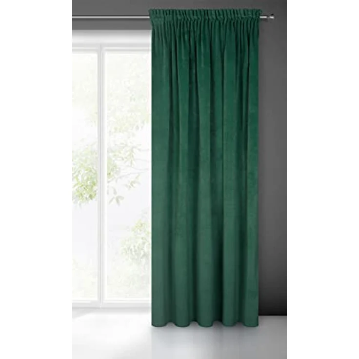 Eurofirany 'VILLA' Vorhang, Samtvorhänge, Velours Blickdicht, Dunkelgrün, KRÄUSELBAND, H270 x B140 cm (1er Pack) – Bild 2