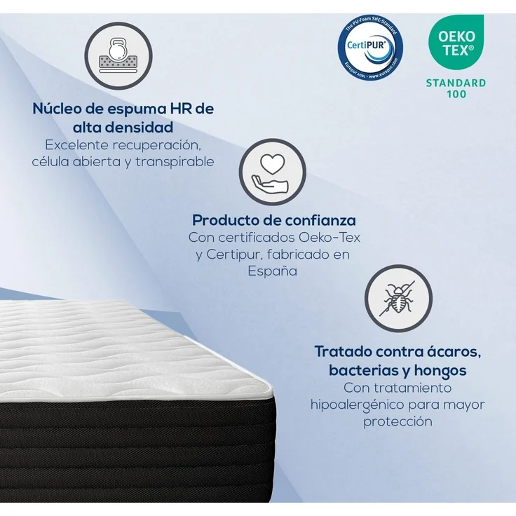 DUÉRMETE ONLINE - Viskoelastische Matratze Pocket Visco wendbar (Winter-Sommerseite), Härtegrad mittel bis hoch, Dicke 30 cm, milbendicht, antibakteriell und hypoallergen, 140x200 cm – Bild 5