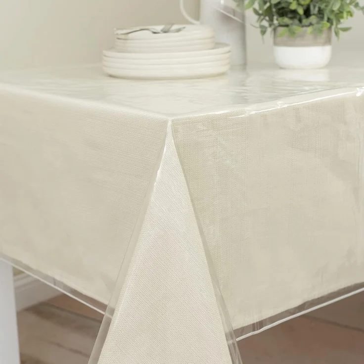 Benson Mills Robuste, transparente Kunststoff-Tischdeckenschutz, 100% wasserdichte Tischdecke, ölauslaufsicher, Tischabdeckung für Esstische, extra breit, rechteckig – Bild 7