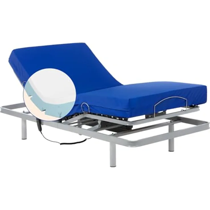 Geriafy - Elektrisch verstellbares Bett mit viskoelastischer Professional V3 Matratze 80x190 cm | Lattenrost elektrisch verstellbar | Wasserdichter Bezug | Komfort Bett